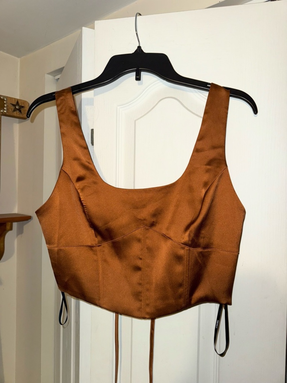 Forever 21 Copper Satin Crop tie back tank